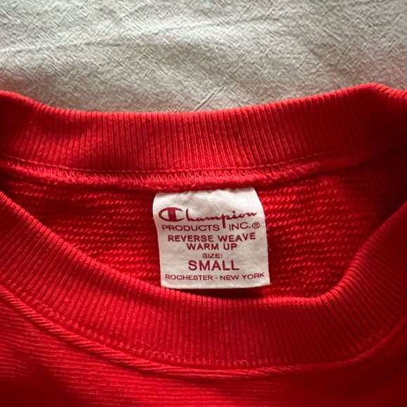Champion Reverse Weave Terry Crew Neck Sweater in 'Fire Red' (size S) - Picture 4 of 7